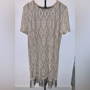Gatsby-styled fringed short-sleeved party dress